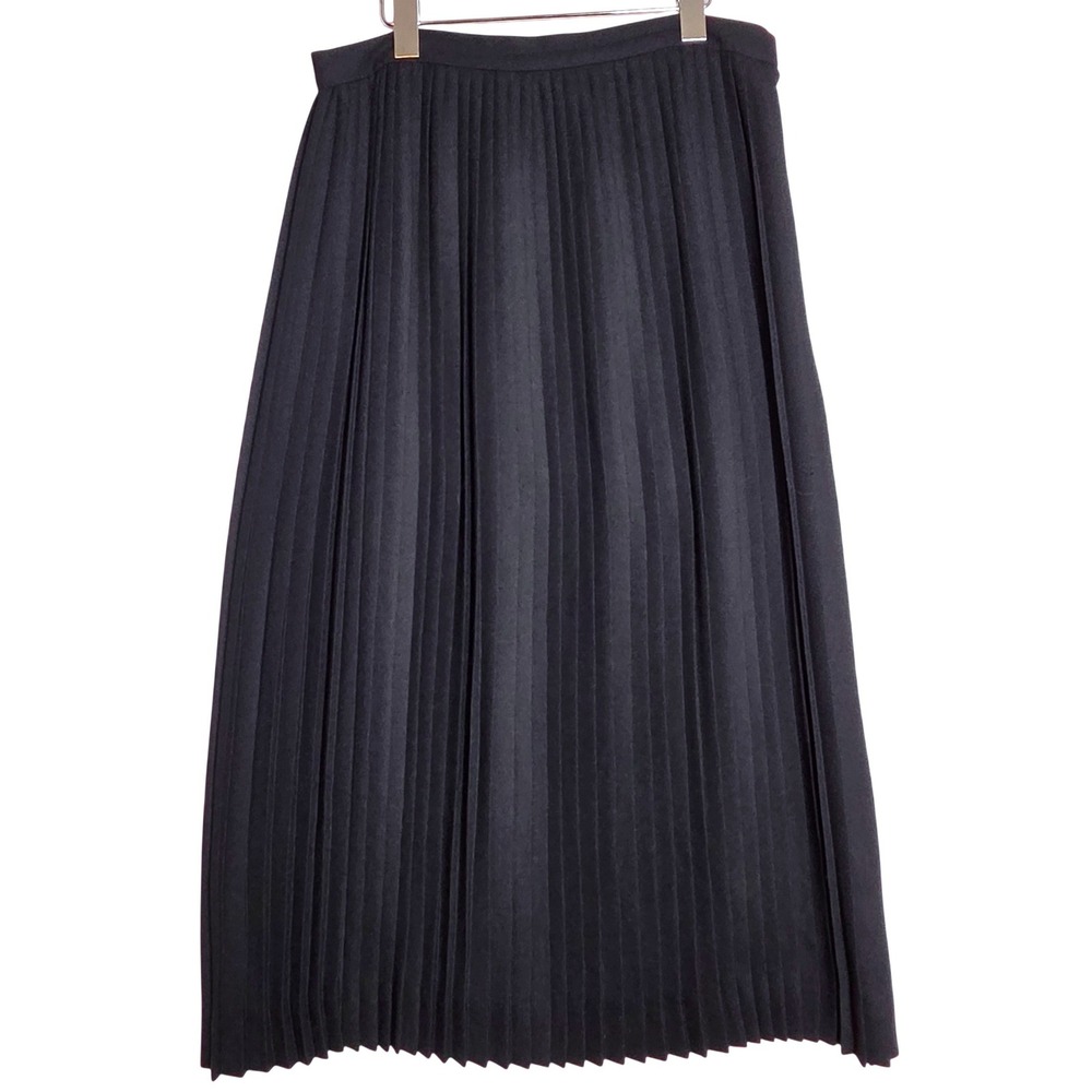 Susan Bristol Pleated Midi Skirt 14 Black Side Zip Dark Academia Quiet Luxury
